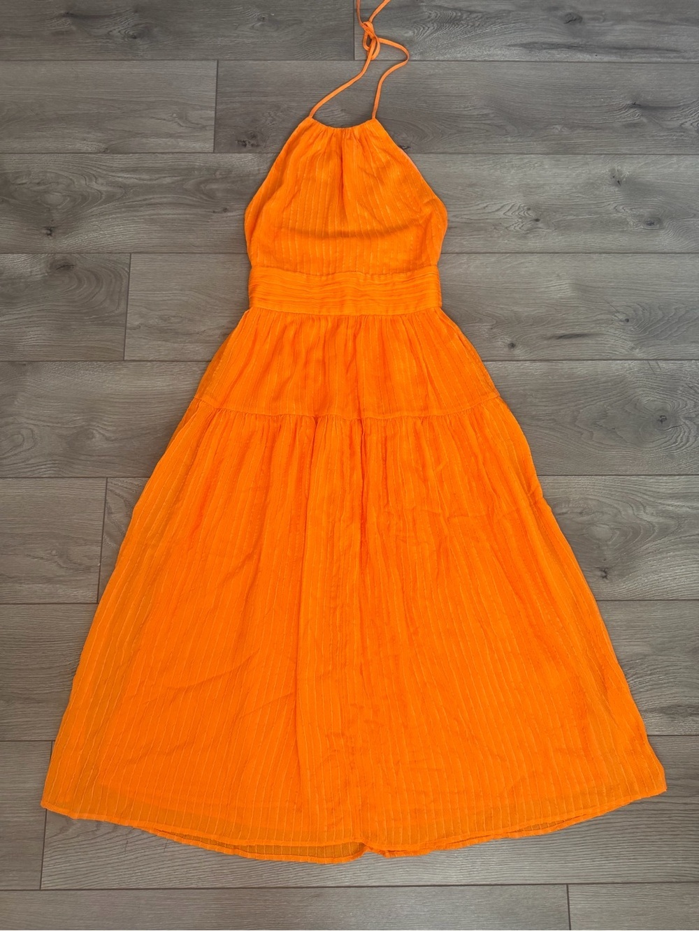 & OTHER STORIES x REJINA PYO Mulberry Silk Halter Midi Dress Orange Size 4 - Picture 3 of 10